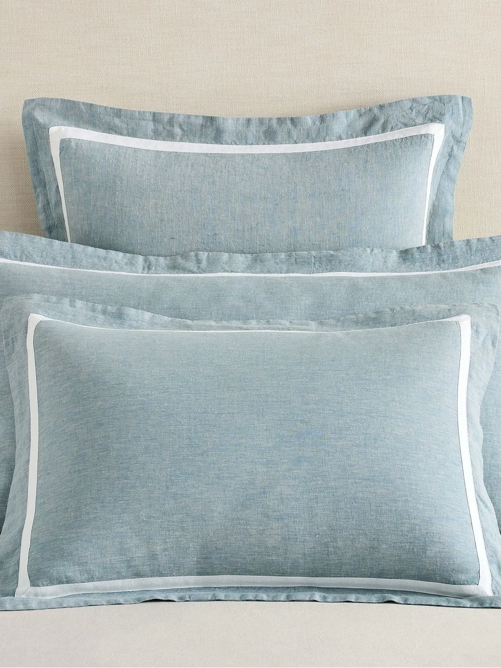 Pottery Barn ONE Euro Belgian Flax Linen Frame Sham Chambray/White